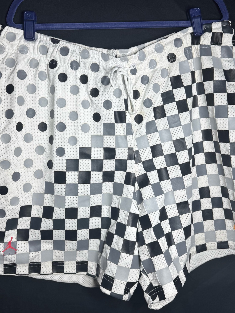 Nike Jordan White & Gray Checkerboard and Polka Dot Athletic Shorts